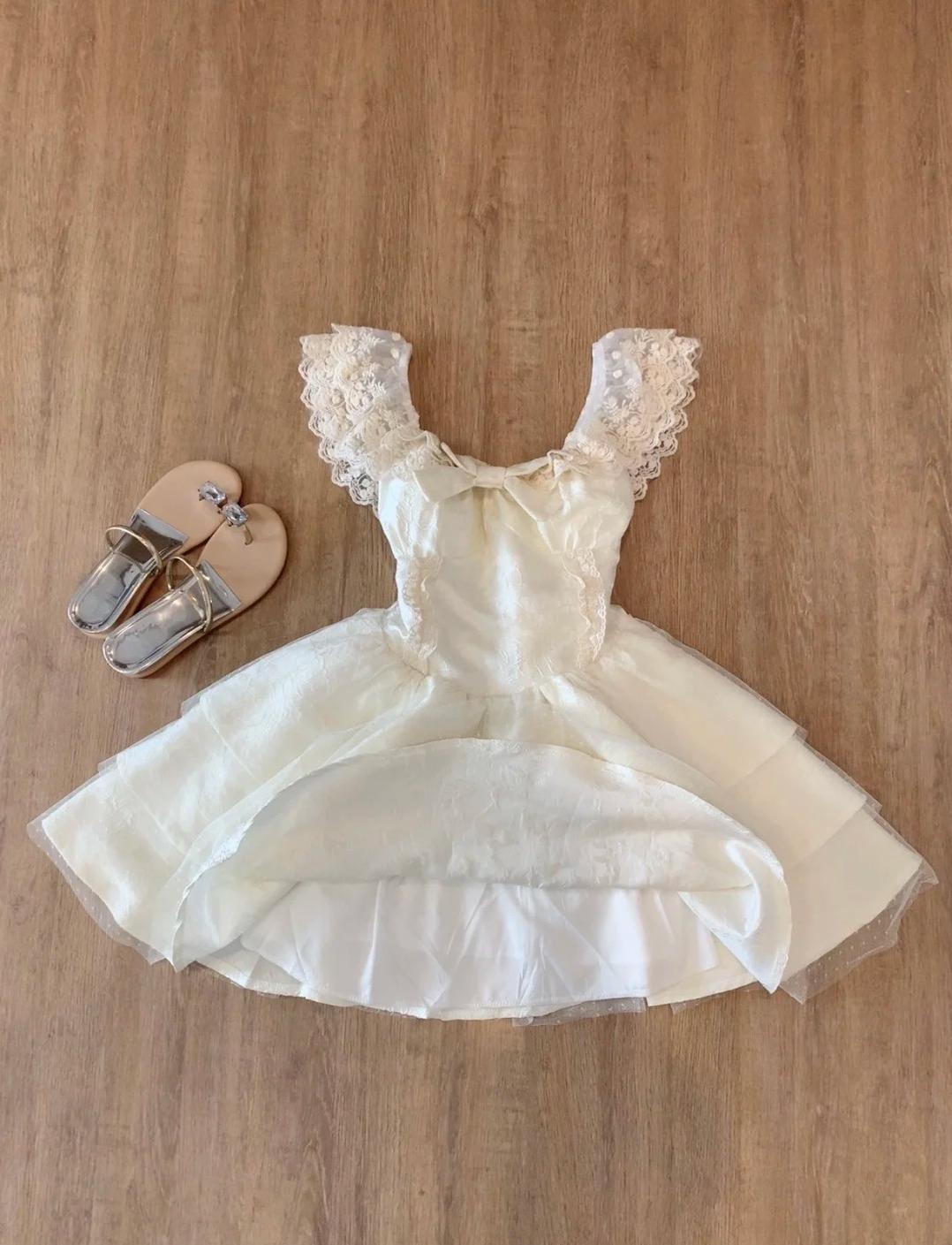 Süßes Spitzen-Homecoming-Kleid mit Schleife, Tüll, Retro, kurzes Ballkleid, ED02125