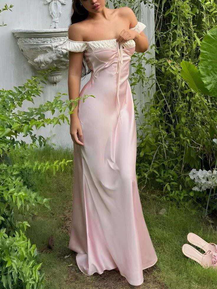 Elegant Off Shoulder Sheath Satin Evening Dresses Gorgeous Party Dresses ED02144