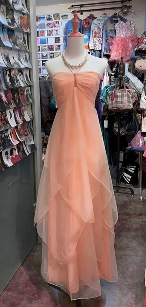 Fairytale Orange Chiffon Cocktail Dress Halter Neck Sleeveless Party Dress