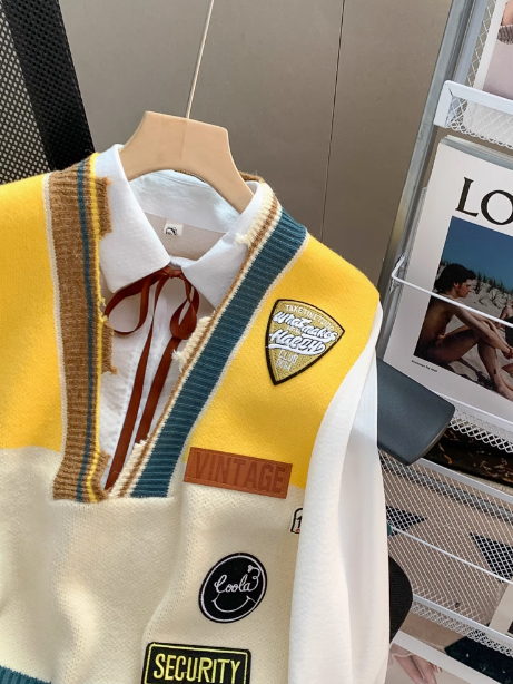 College Style V-Neck Japanese Knitted Vest ED0215