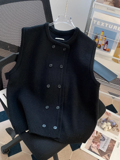 Zweireihiger Strickwestenpullover ED0216