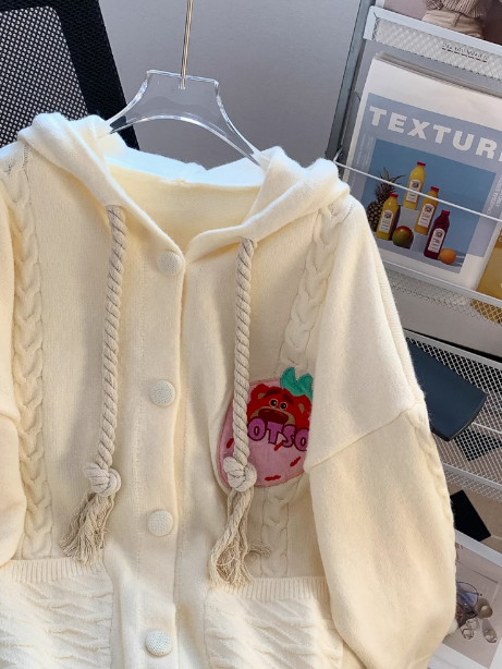 Mid-length loose hooded cardigan sweater ED0219