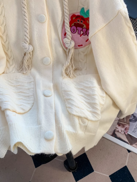 Mid-length loose hooded cardigan sweater ED0219