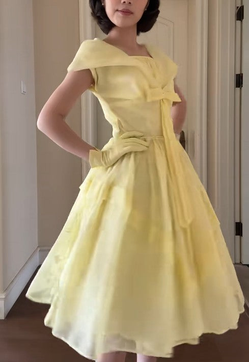 Retro Gelbes A-Linien-Modekleid ED02217
