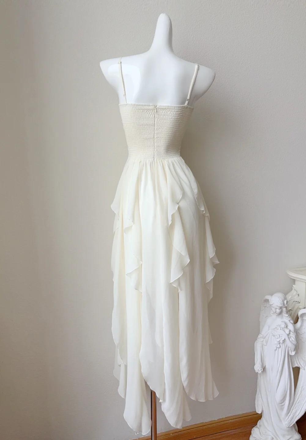 Märchenhafte Spaghettiträger Chiffon A-Linie Kurzes Ballkleid Geburtstagspartykleid ED02220
