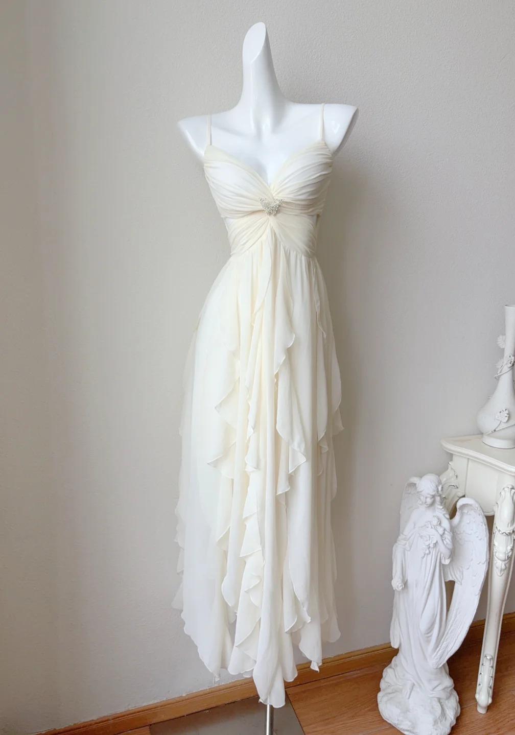 Märchenhafte Spaghettiträger Chiffon A-Linie Kurzes Ballkleid Geburtstagspartykleid ED02220
