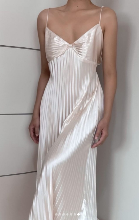 Light Champagne Spaghetti Straps Sheath Pleated Chiffon Fashion Prom Dress with Backless