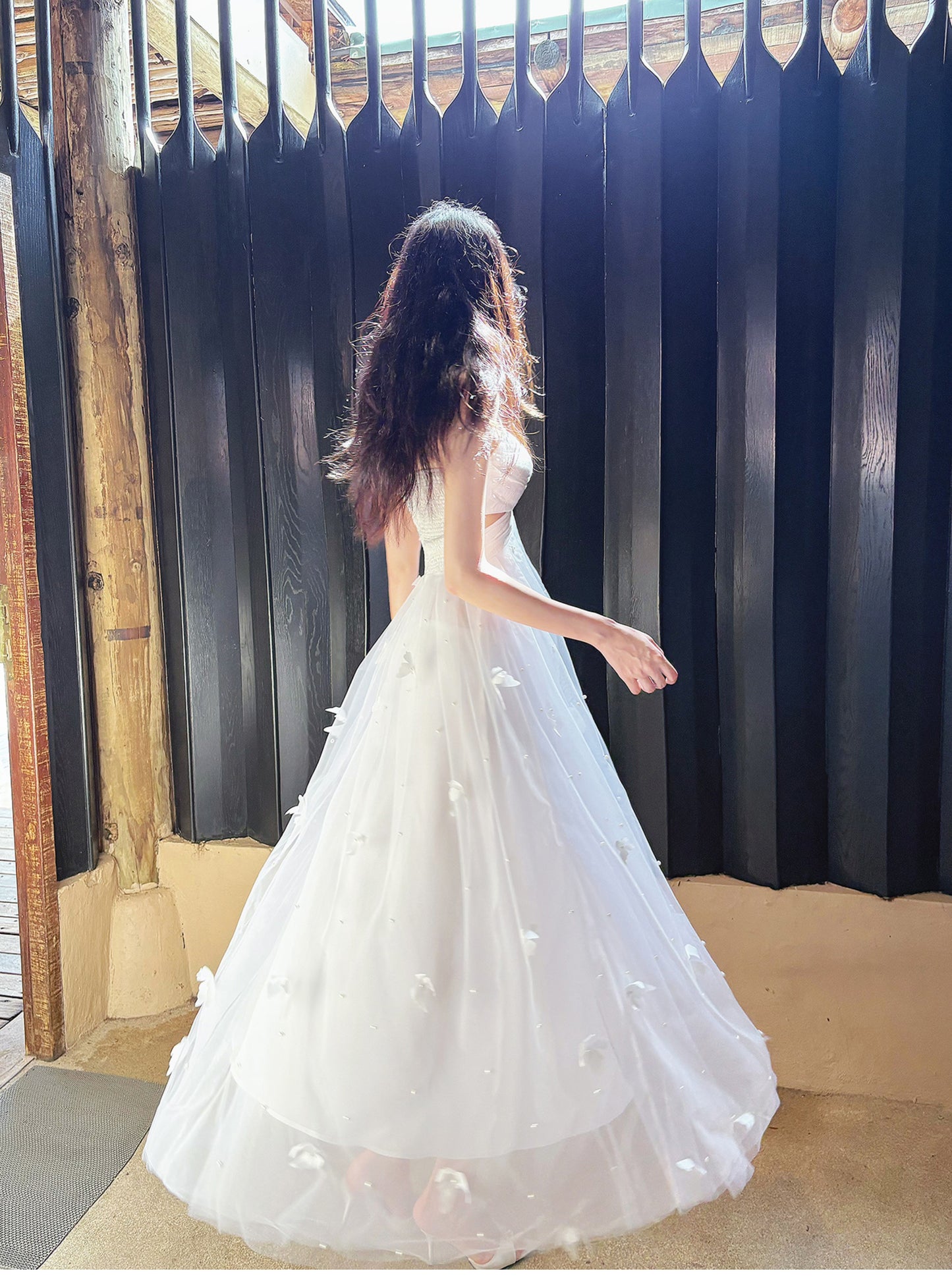 Fairytale Pearl Butterfly Tulle White French A-Line Spaghetti Straps Birthday Dresses ED02242