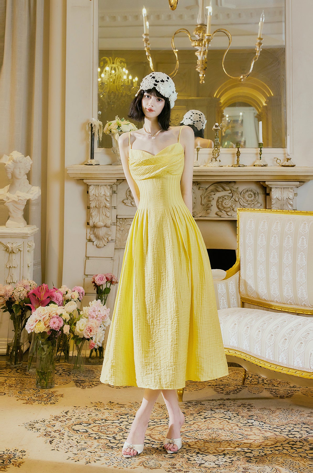 Sweet Butter Yellow Spaghetti Strap A-Line Birthday Dress Elegant Backless Party Dress ED02246