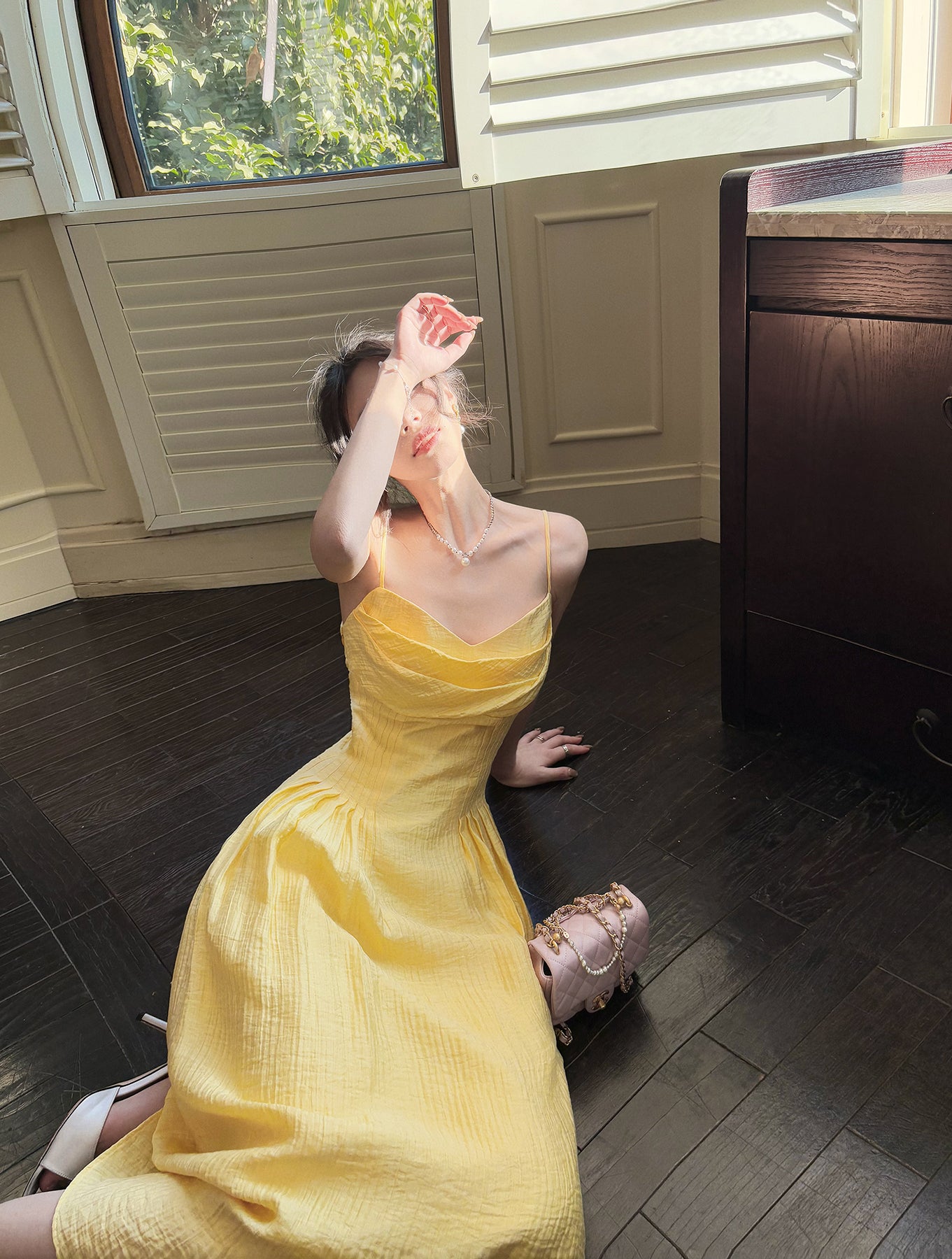 Sweet Butter Yellow Spaghetti Strap A-Line Birthday Dress Elegant Backless Party Dress ED02246
