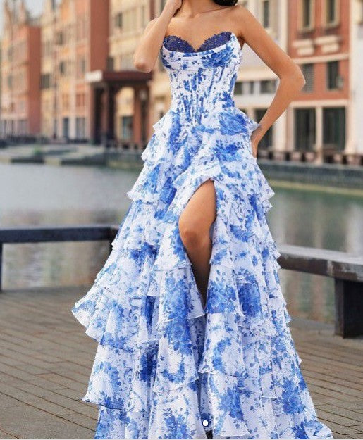 prom dresses trendy ZAPAKA Women Navy A-Line V-Neck Long Beaded Tulle Prom Dresses With Pleated, Navy / US4