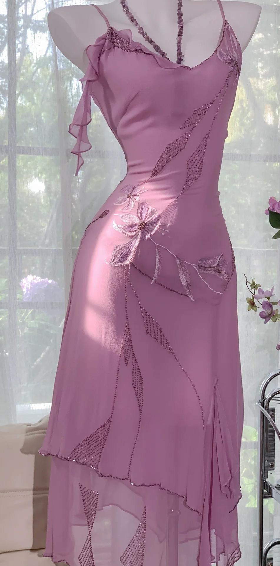 Vintage Purple Spaghetti Straps Chiffon Beading Short Prom Dresses Sweet Party Dresses ED02346