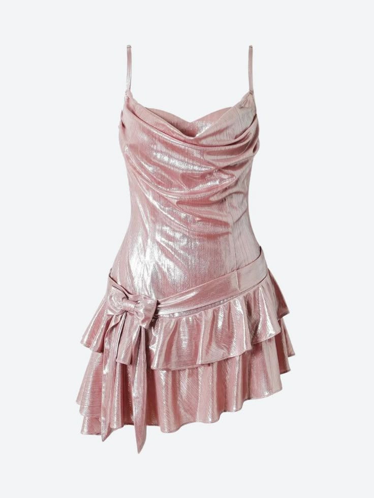 Cute Dusty Pink Chiffon Satin A-Line Spaghetti Straps Short Party Dress Homecoming Dress ED02379