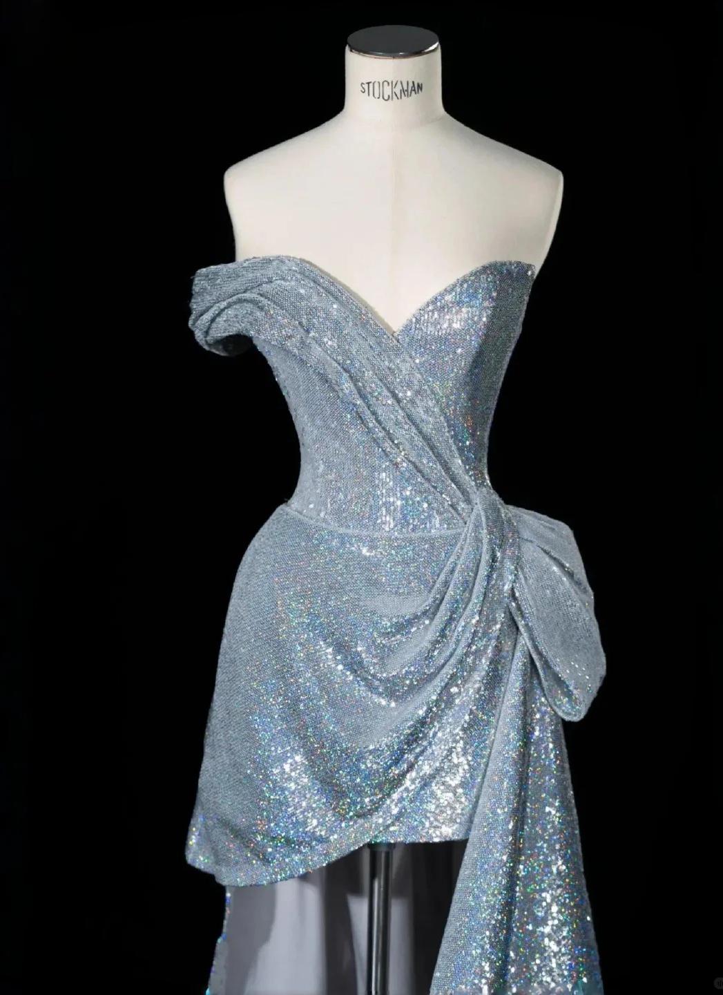 Elegant Silver Sweetheart Neck A-Line Sequins Long Prom Dresses Formal Evening Gowns ED02444