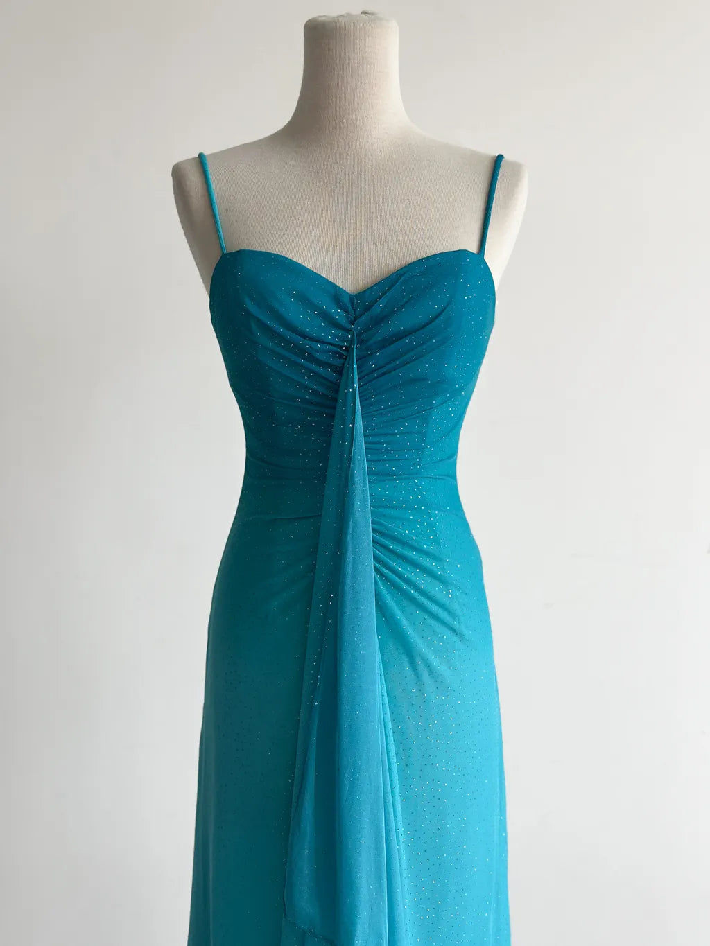 Glitter Gradient Blue Spaghetti Straps Sheath Chiffon Prom Dresses Evening Dress Gowns ED02492