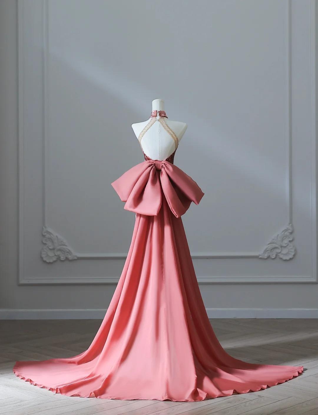 Elegant Dark Peach Mandarin Collar Sheath Printed Velvet Long Prom Dresses Formal Evening Gowns ED02495