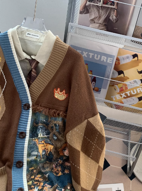 Vintage Preppy Maillard Knit Cardigan ED0251