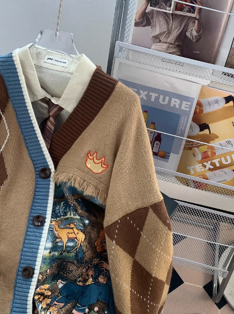 Vintage Preppy Maillard Knit Cardigan ED0251