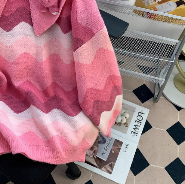 Sweet Strawberry Bear Doll Collar Long Sleeve Sweater ED0253