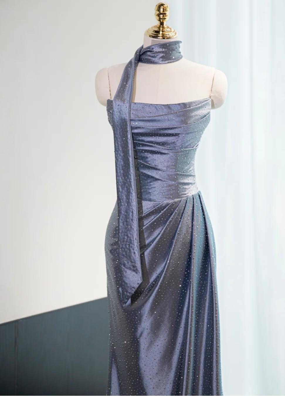 Elegant Strapless Sheath Satin Prom Dresses Formal Evening Gowns ED02544