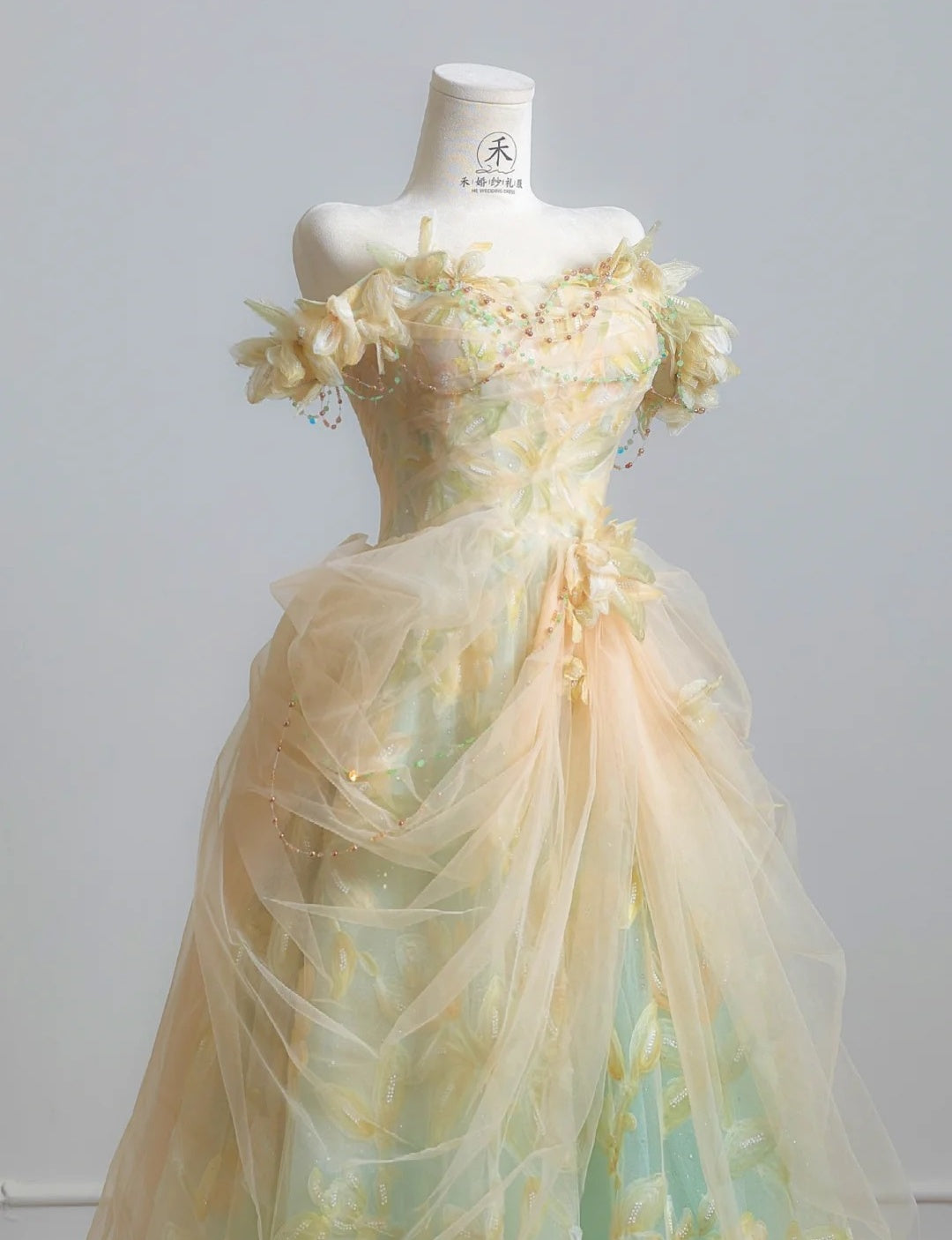 Fairytale Off-the-shoulder A-Line Tulle Applique Long Prom Dresses Sweet Birthday Evening Gowns ED02555