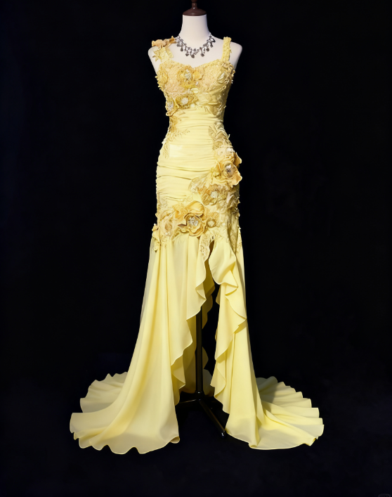 Stunning Mauve Square Neck Mermaid Chiffon Applique Long Prom Dresses Vintage Formal Evening Gowns ED02570