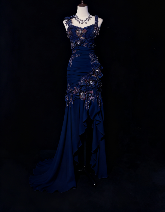 Stunning Mauve Square Neck Mermaid Chiffon Applique Long Prom Dresses Vintage Formal Evening Gowns ED02570