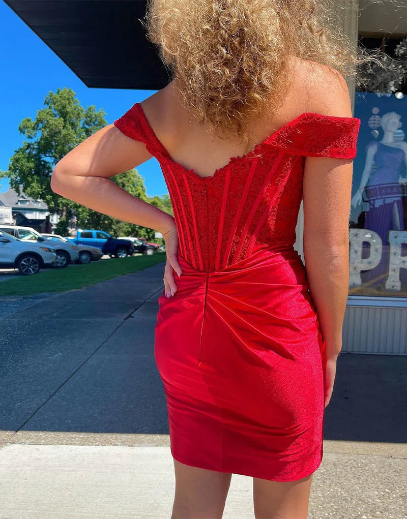 Wunderschönes dunkelolivgrünes herzförmiger Ausschnitt A-Linie Satin Tüll Kurzes Ballkleid Homecoming-Kleid ED02575
