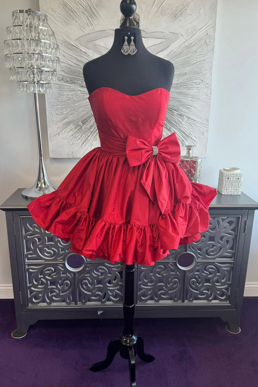 Wunderschönes dunkelolivgrünes herzförmiger Ausschnitt A-Linie Satin Tüll Kurzes Ballkleid Homecoming-Kleid ED02575