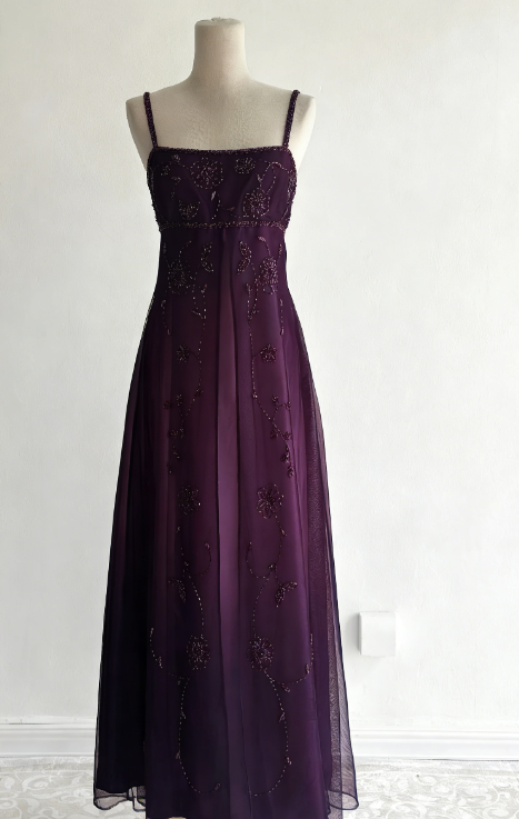 Stunning Green Gradient Spaghetti Strap A-Line Satin Beaded Chiffon Long Prom Dresses Vintage Formal Evening Gowns ED02663