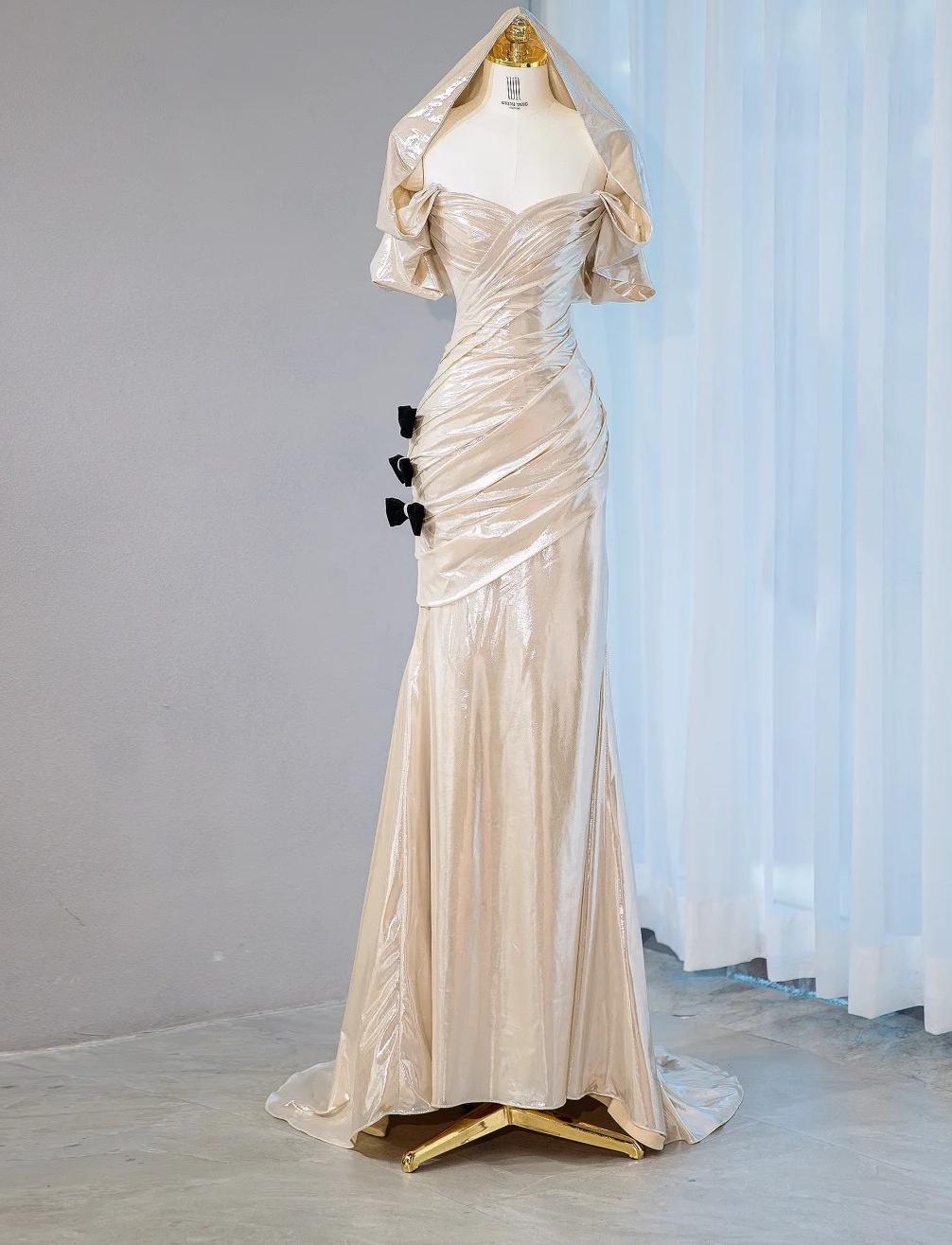 Superbe robe de soirée longue en satin fuchsia, style sirène, sans bretelles, ED02613