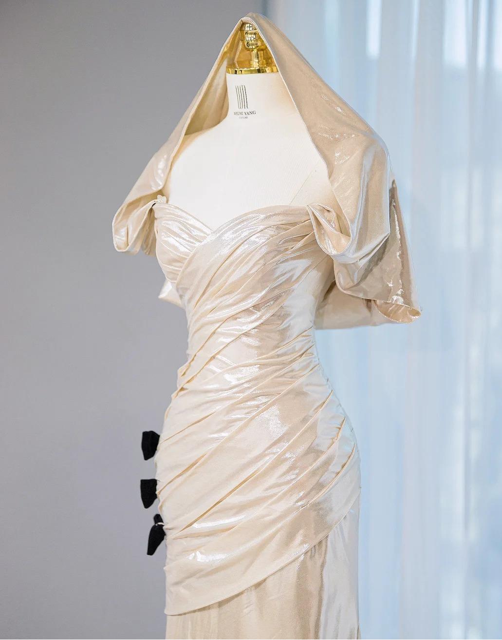 Superbe robe de soirée longue en satin fuchsia, style sirène, sans bretelles, ED02613