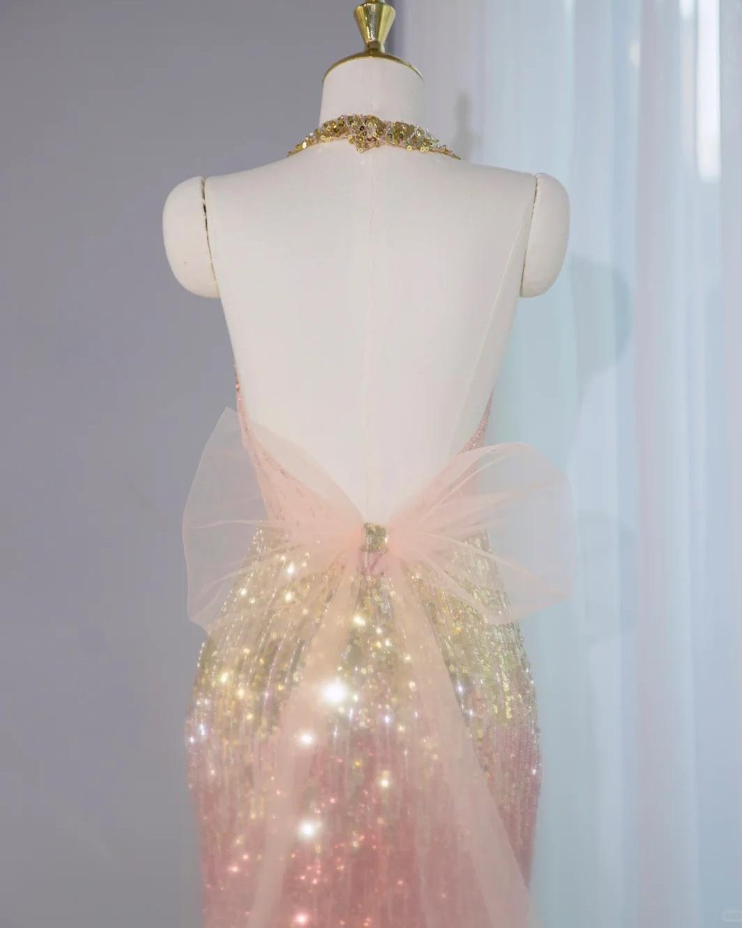 Superbe robe de soirée longue en satin fuchsia, style sirène, sans bretelles, ED02613