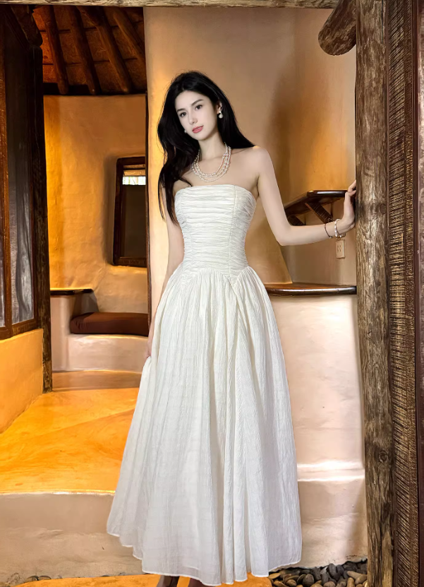 Superbe robe de soirée longue en satin fuchsia, style sirène, sans bretelles, ED02613