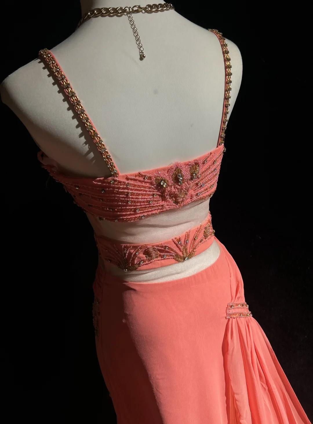 Superbe robe de soirée longue en satin fuchsia, style sirène, sans bretelles, ED02613