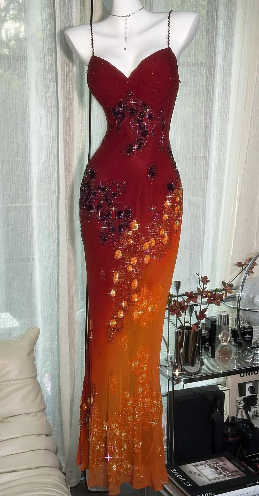 Superbe robe de soirée longue en satin fuchsia, style sirène, sans bretelles, ED02613