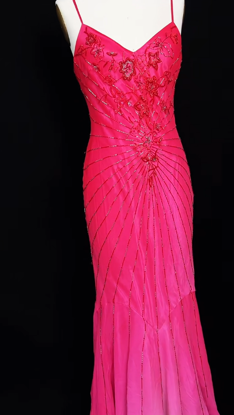 Superbe robe de soirée longue en satin fuchsia, style sirène, sans bretelles, ED02613
