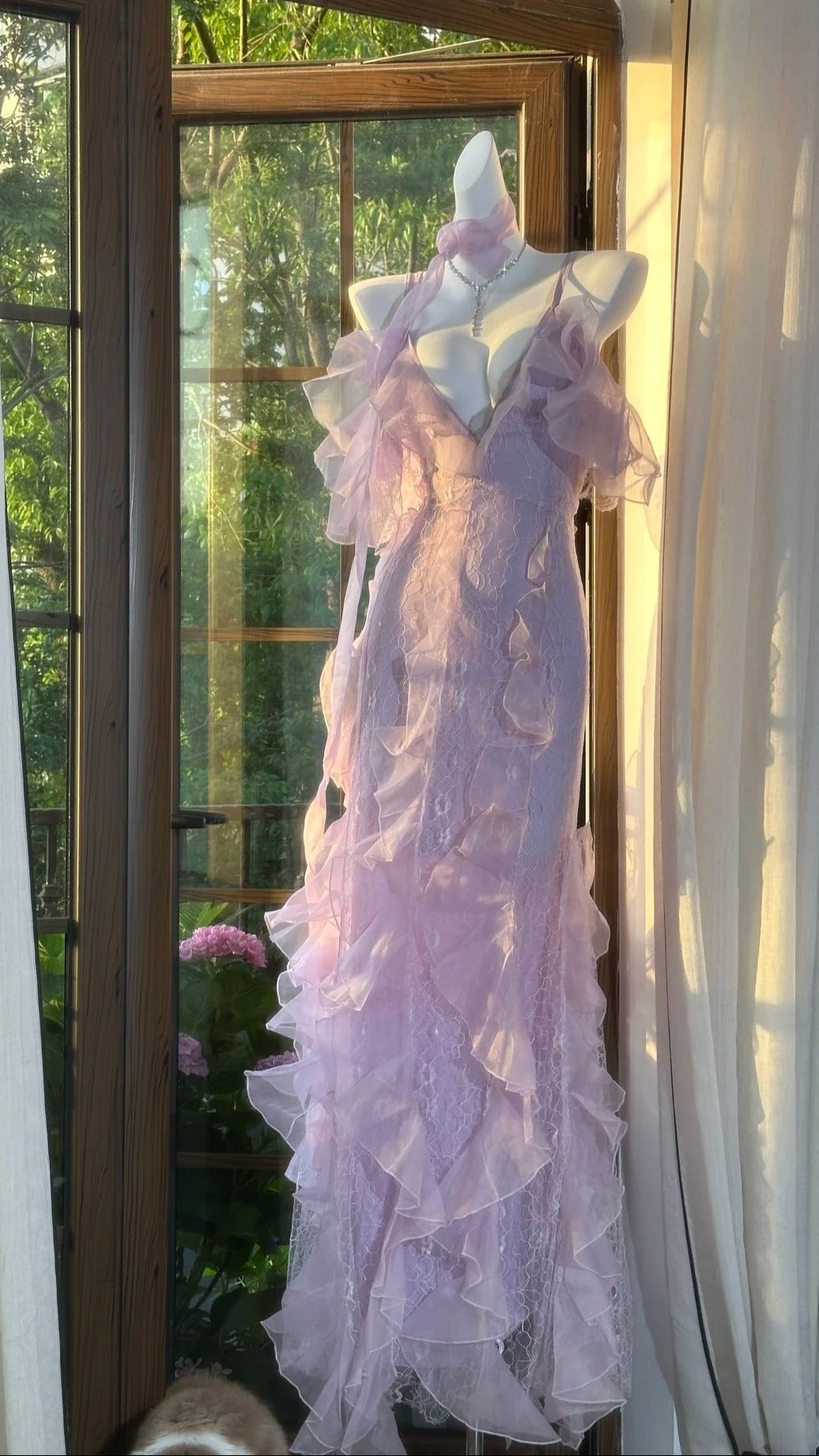 Superbe robe de soirée longue en satin fuchsia, style sirène, sans bretelles, ED02613