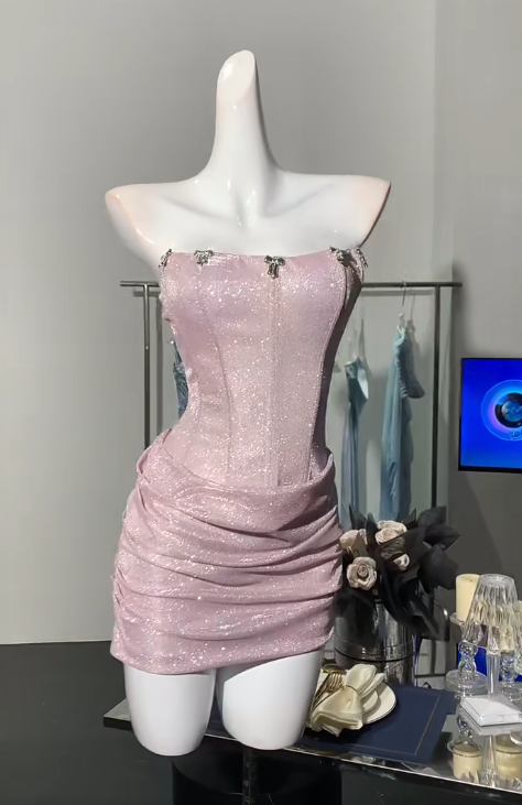 Superbe robe de soirée longue en satin fuchsia, style sirène, sans bretelles, ED02613