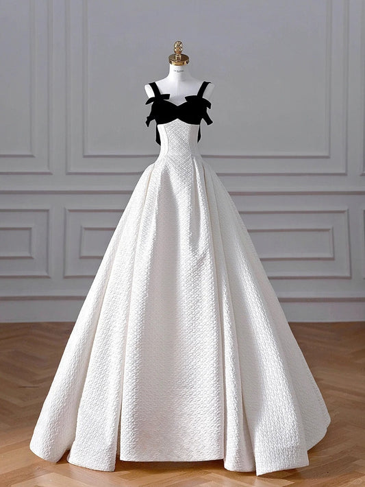 Stunning White Sweetheart Neck A-Line Satin Long Wedding Dresses ED02886