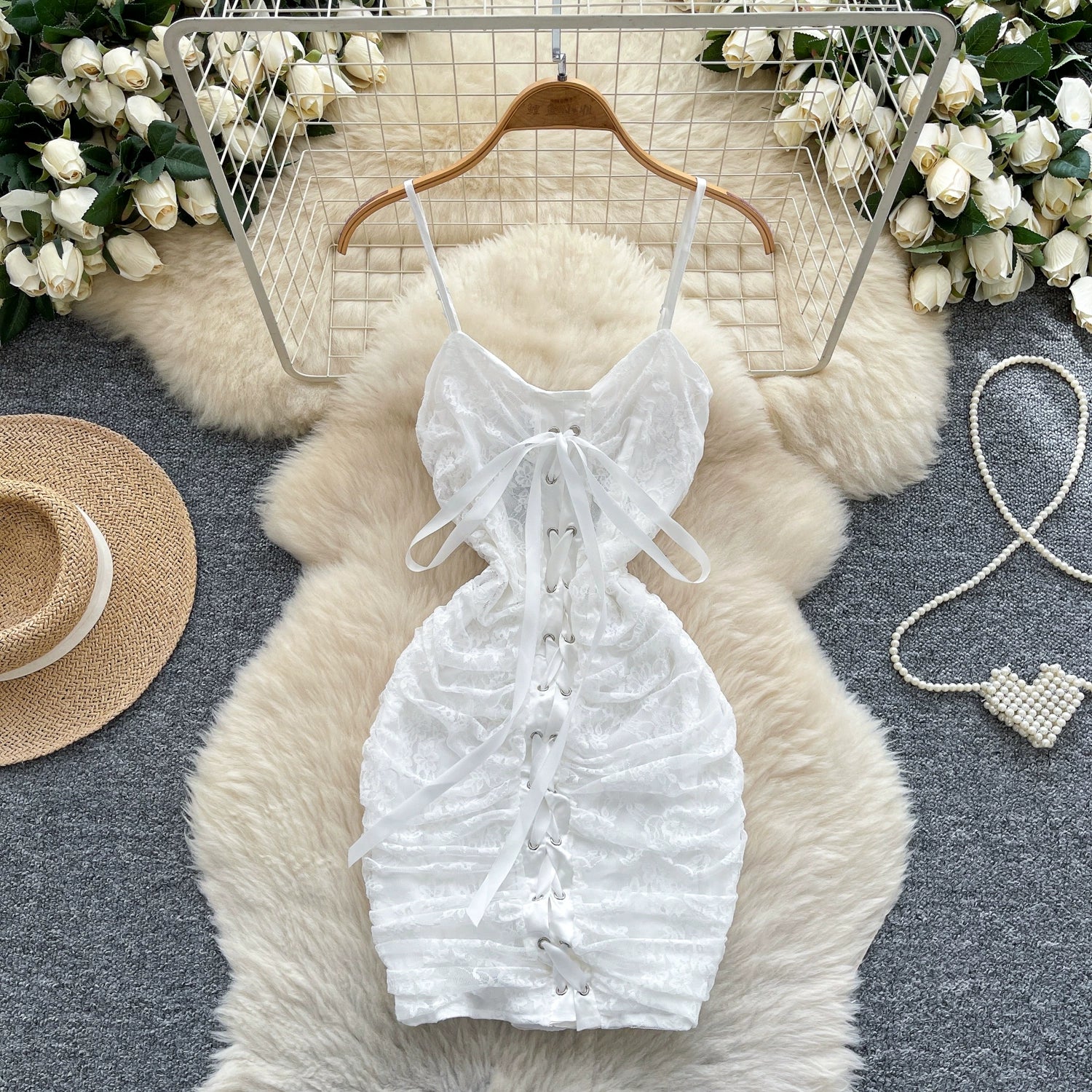 White Spaghetti Straps Bodycon Lace Short Party Dress Cocktail Dress E EvaFashionDress White Spaghetti Straps Bodycon Lace Short Party Dress Cocktail Dress E EvaFashionDress