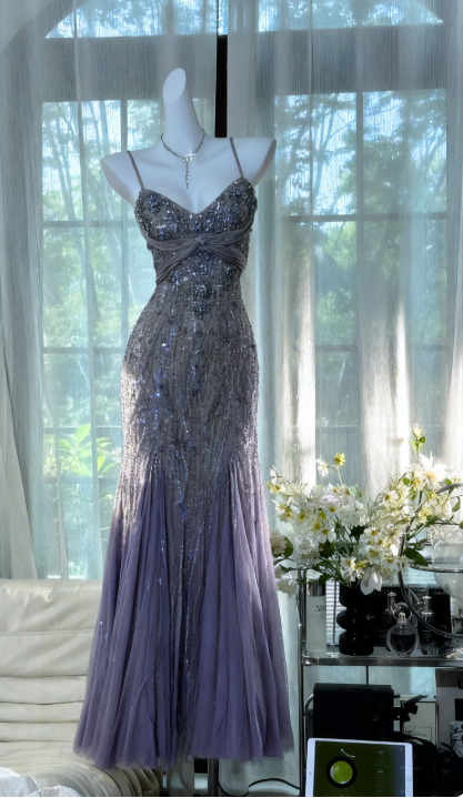 Olive Green Evening Dressses Vintage Spaghetti Straps Mermaid Tulle Beading Long Stunning Prom Dresses Elegant Formal Dresses ED02932