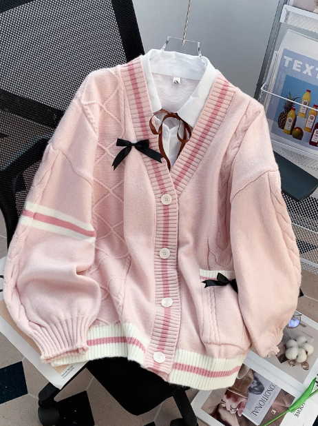 Sweet preppy bow cardigan sweater ED0294