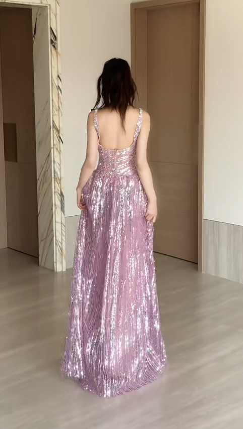 Superbe robe de soirée longue en satin fuchsia, style sirène, sans bretelles, ED02613