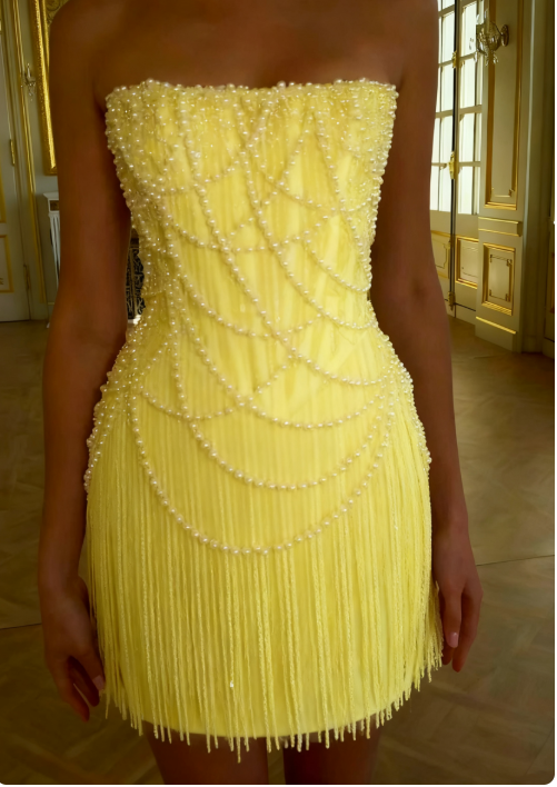 Sweet White Strapless Bodycon Beaded Short Evening Dress Birthday Party Dress ED02983