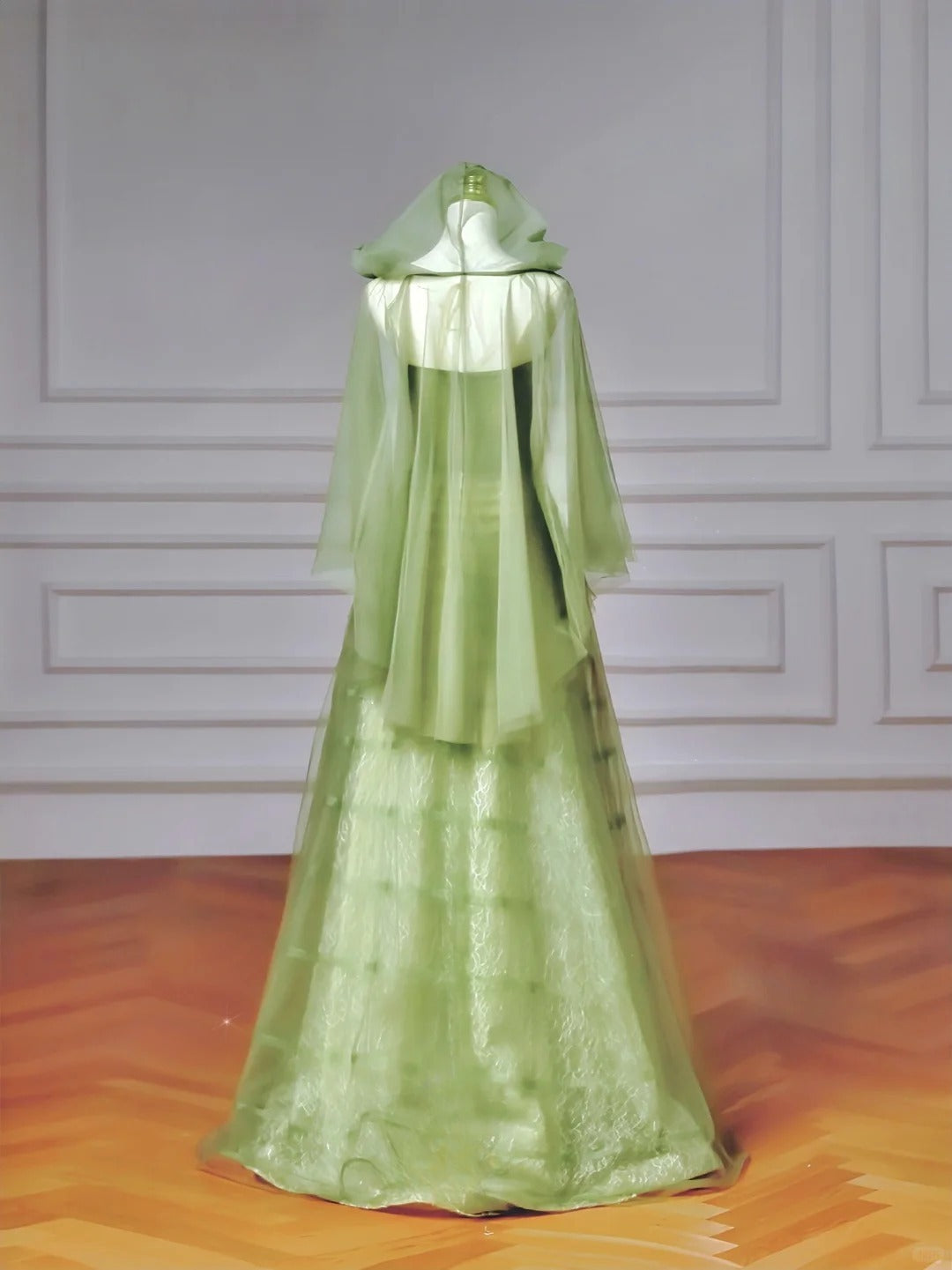 Fairytale Green Strapless A-Line Tulle Evening Gowns Sweet 16 Dress Quinceanera Dress ED03176