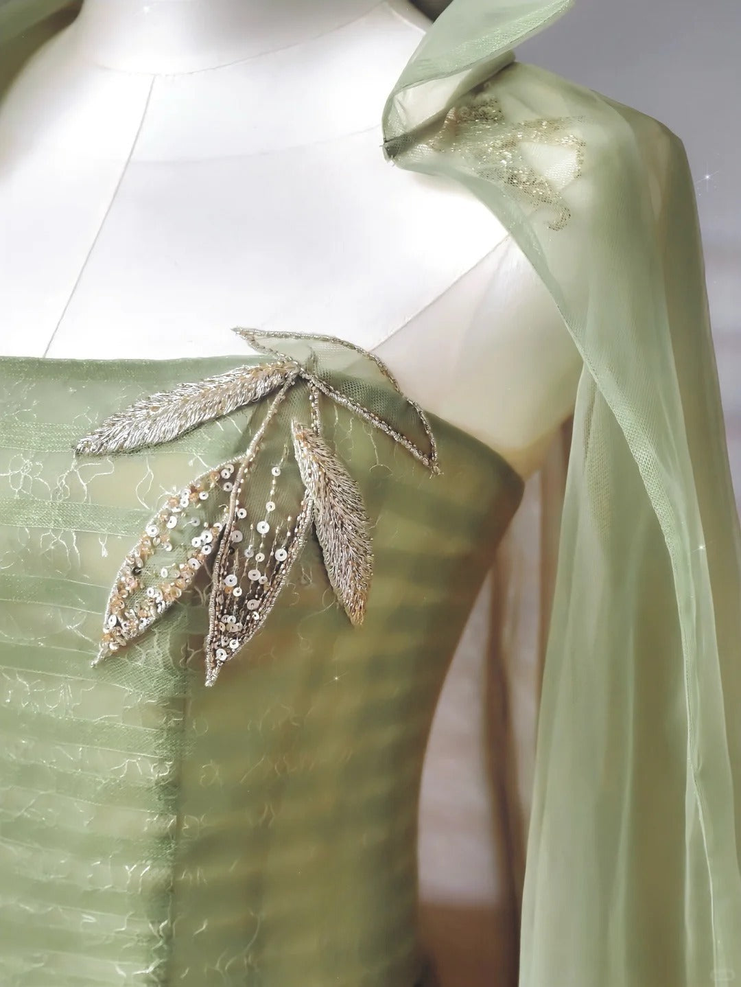 Fairytale Green Strapless A-Line Tulle Evening Gowns Sweet 16 Dress Quinceanera Dress ED03176