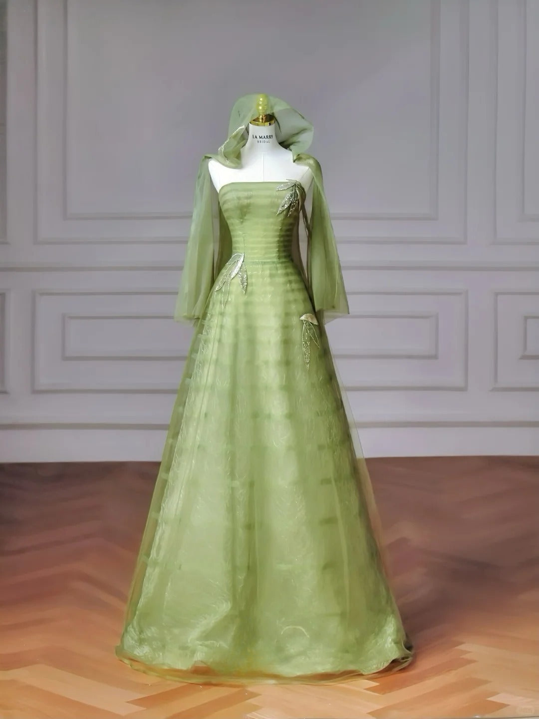 Fairytale Green Strapless A-Line Tulle Evening Gowns Sweet 16 Dress Quinceanera Dress ED03176