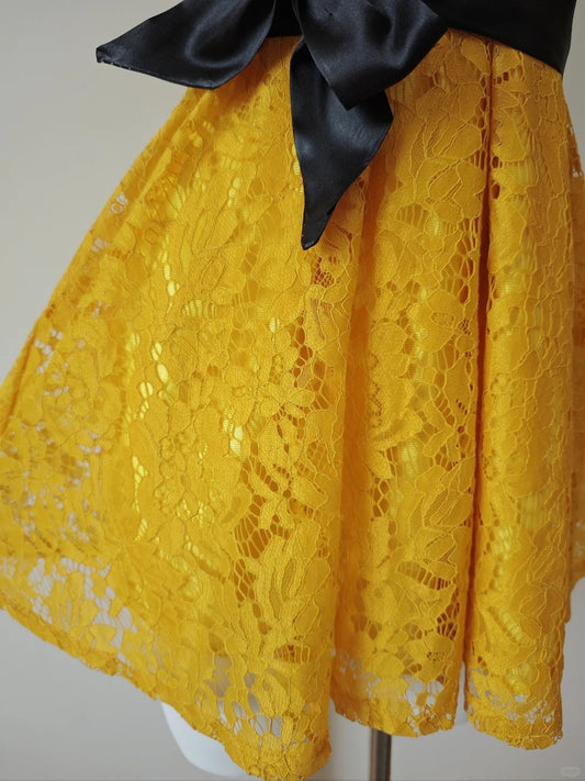 Gorgeous Yellow Jewel A-Line Lace Short Party Dress ED03183