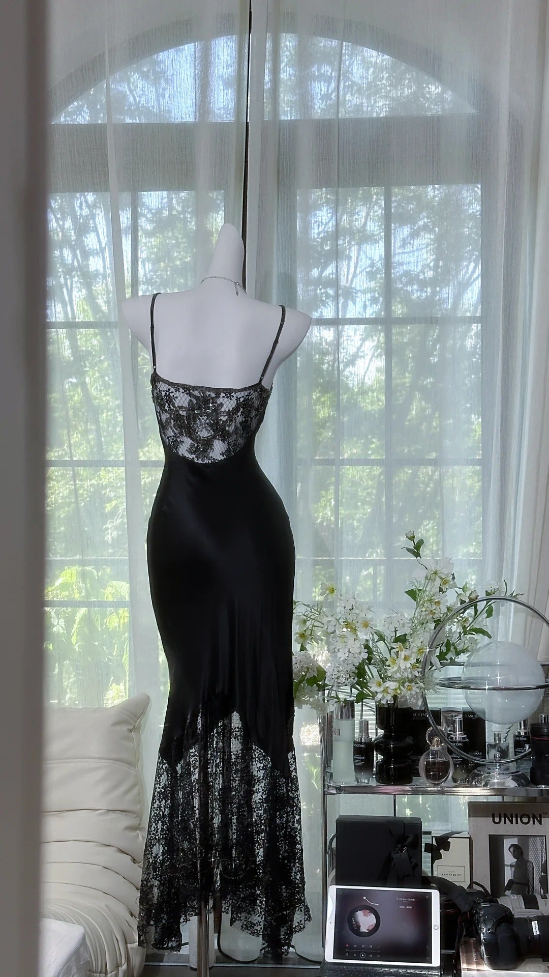 Superbe robe de soirée longue en satin fuchsia, style sirène, sans bretelles, ED02613